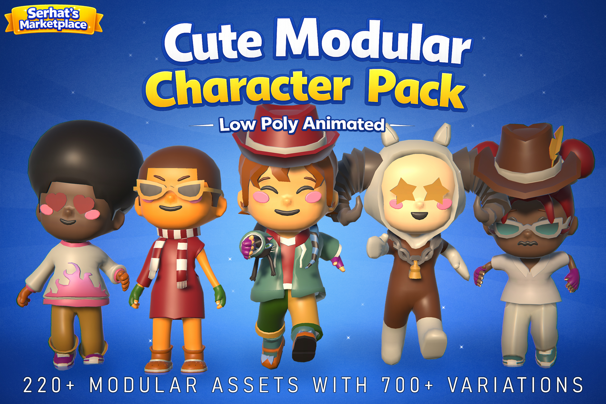 Cute Modular Character Pack – Low Poly Animated